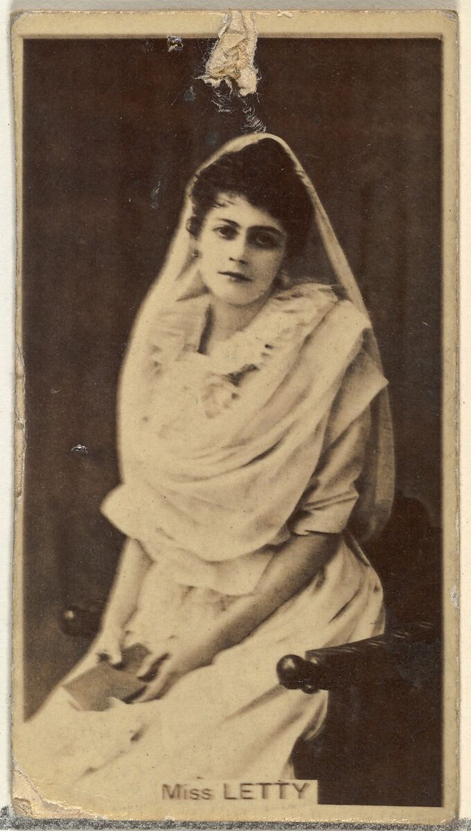 Miss Letty, from the Actors and Actresses series (N145-8) issued by Duke Sons & Co. to promote Duke Cigarettes, Issued by W. Duke, Sons &amp; Co. (New York and Durham, N.C.), Albumen photograph 