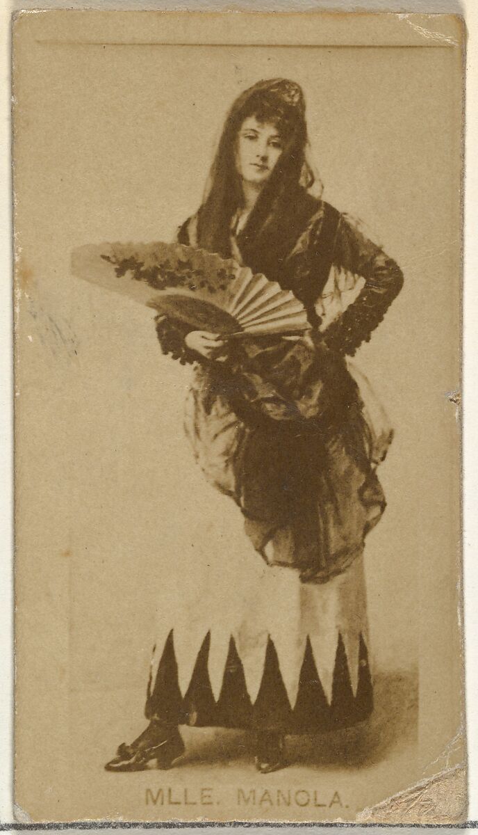 Mlle. Manola, from the Actors and Actresses series (N145-8) issued by Duke Sons & Co. to promote Duke Cigarettes, Issued by W. Duke, Sons &amp; Co. (New York and Durham, N.C.), Albumen photograph 