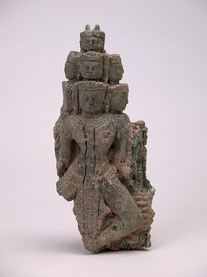 Seated Buddha Protected by Naga (front), Dancing Multi-Headed Hevajra (back), Ivory, Thailand or Cambodia