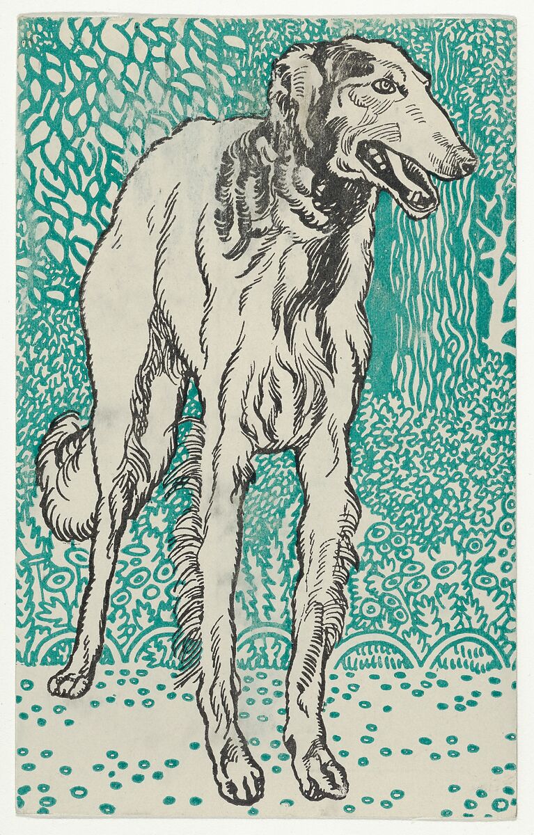 Greyhound, Moriz Jung (Austrian (born Czechoslovakia) Moravia 1885–1915 Manilowa (Carpathians)), Color lithograph 