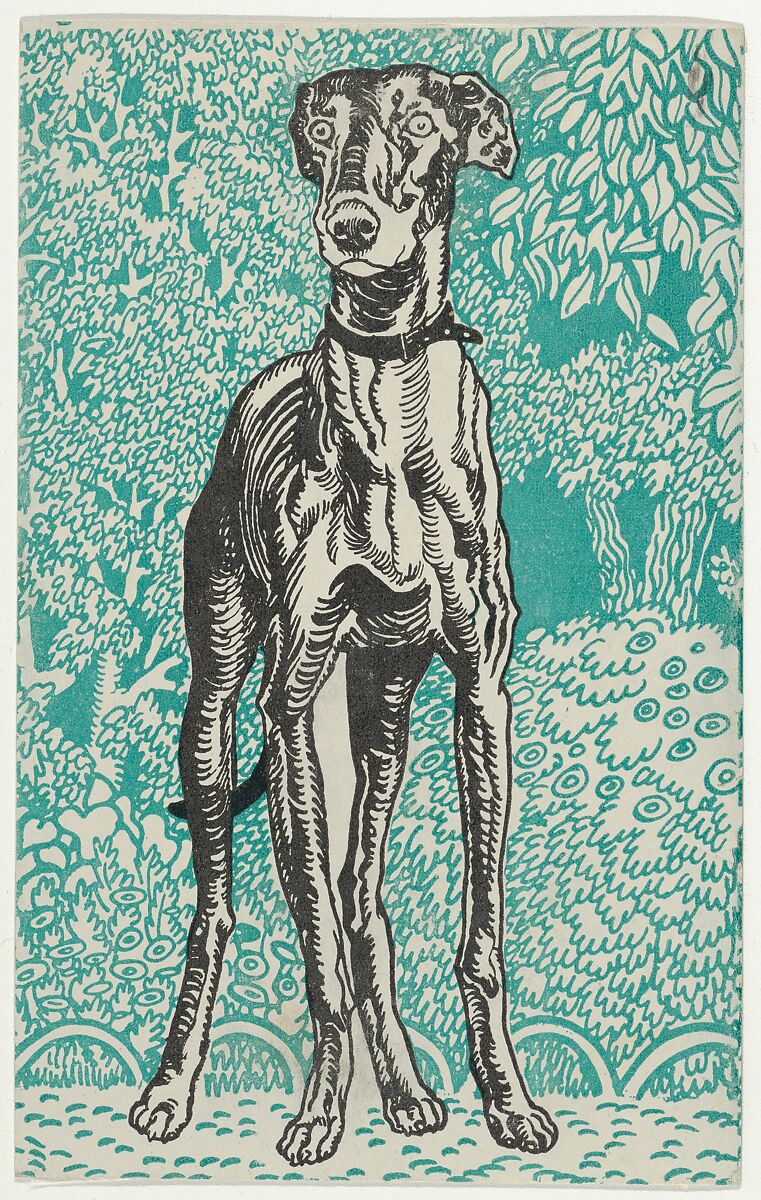 Greyhound, Moriz Jung (Austrian (born Czechoslovakia) Moravia 1885–1915 Manilowa (Carpathians)), Color lithograph 