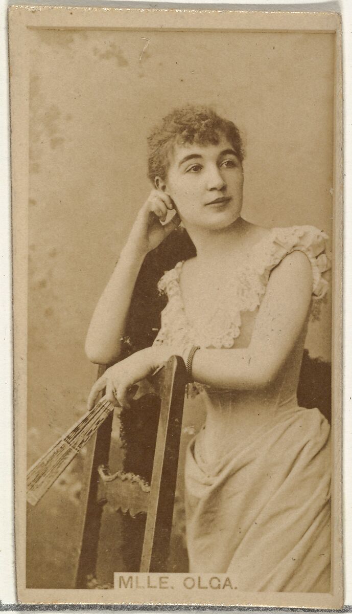 Mlle. Olga, from the Actors and Actresses series (N145-8) issued by Duke Sons & Co. to promote Duke Cigarettes, Issued by W. Duke, Sons &amp; Co. (New York and Durham, N.C.), Albumen photograph 
