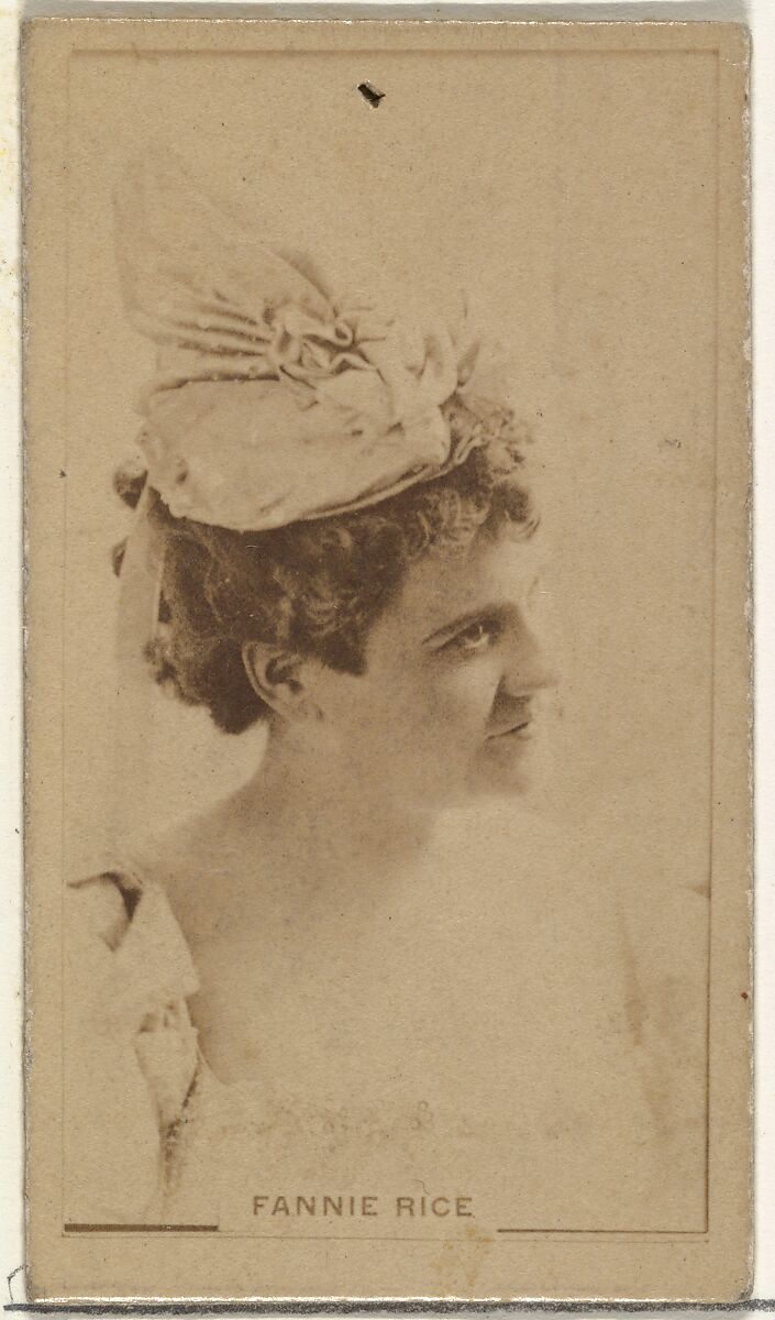 Fannie Rice, from the Actors and Actresses series (N145-8) issued by Duke Sons & Co. to promote Duke Cigarettes, Issued by W. Duke, Sons &amp; Co. (New York and Durham, N.C.), Albumen photograph 