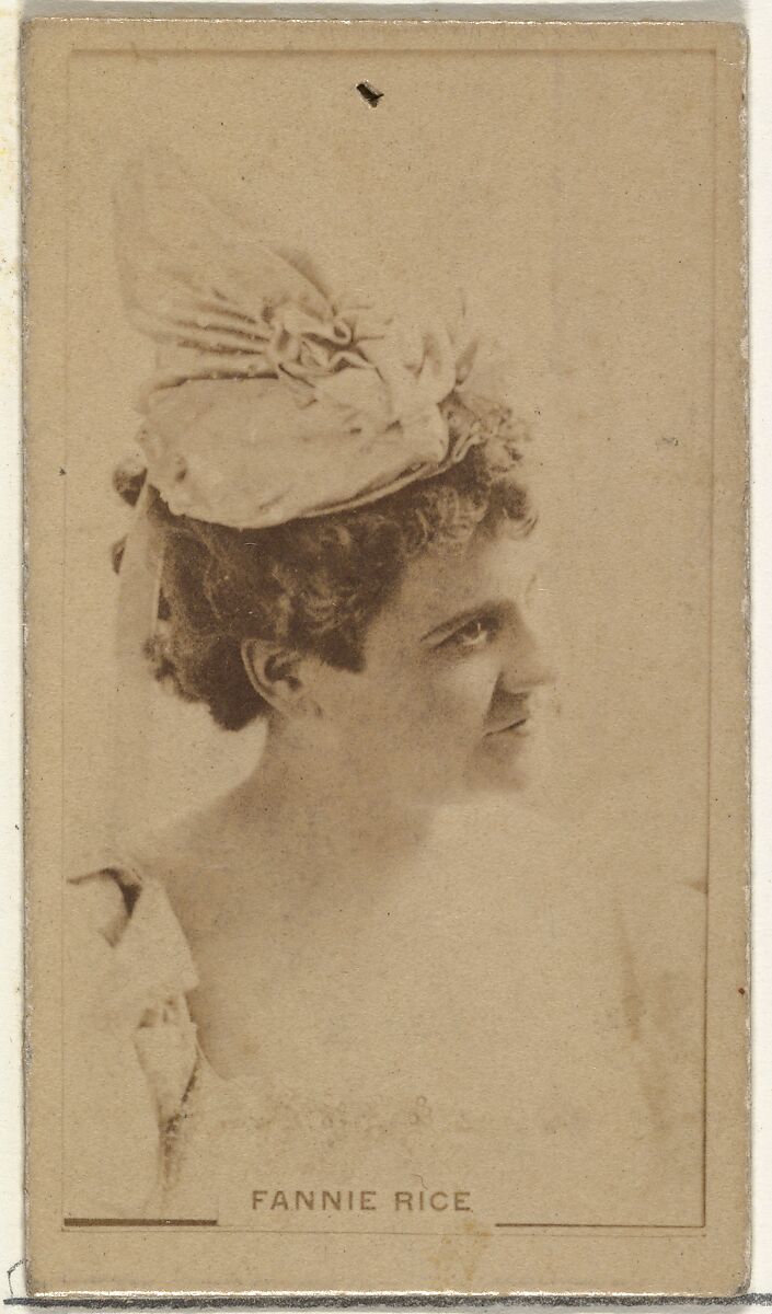 Fannie Rice, from the Actors and Actresses series (N145-8) issued by Duke Sons & Co. to promote Duke Cigarettes, Issued by W. Duke, Sons &amp; Co. (New York and Durham, N.C.), Albumen photograph