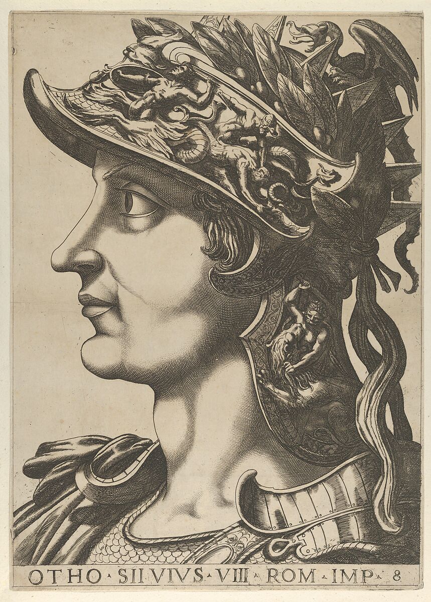 Plate 8: Otho in profile facing left, from "The Twelve Caesars", Anonymous, Etching and engraving 
