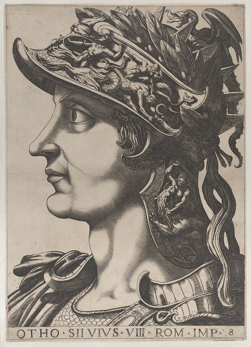 Plate 8: Otho in profile facing left, from "The Twelve Caesars", Anonymous, Etching and engraving