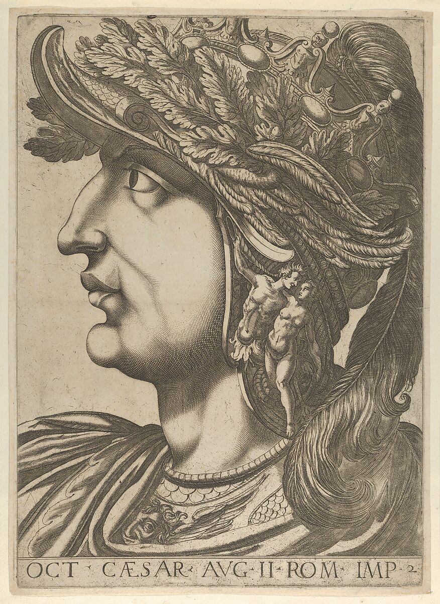 Plate 2: Octavius in profile to the left, from 'The Twelve Caesars', Anonymous, Etching and engraving 