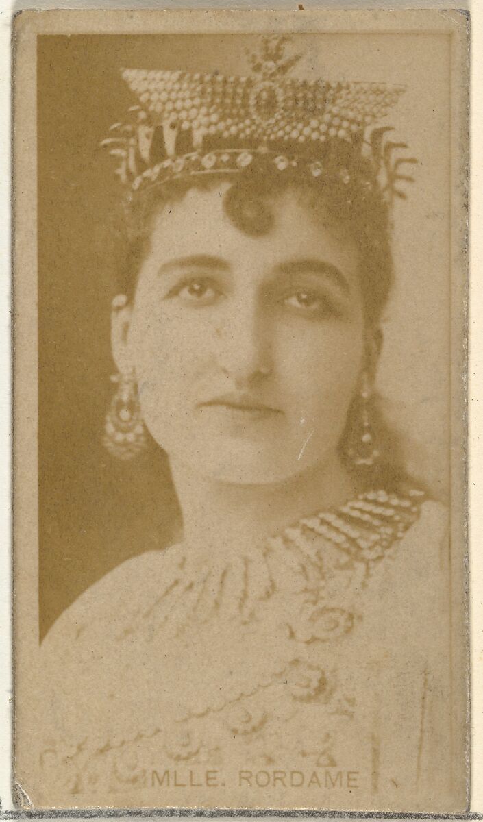 Mlle. Rordame, from the Actors and Actresses series (N145-8) issued by Duke Sons & Co. to promote Duke Cigarettes, Issued by W. Duke, Sons &amp; Co. (New York and Durham, N.C.), Albumen photograph 
