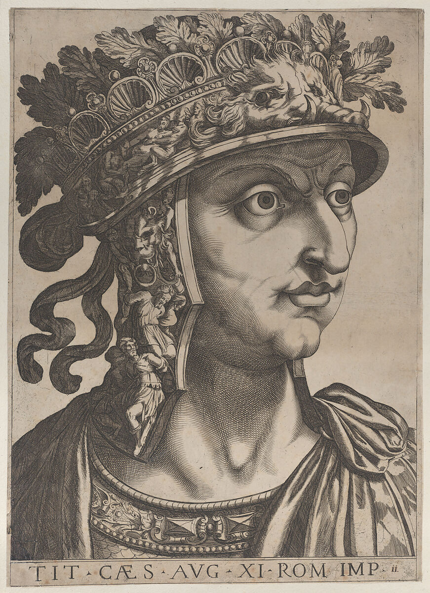 Plate 11: Titus Vespasian looking to the right, from "The Twelve Caesars", Anonymous, Etching and engraving