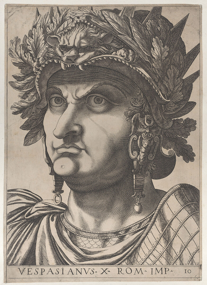 Plate 10: Vespasian with his head turned slightly to the left, from "The Twelve Caesars", Anonymous, Etching and engraving