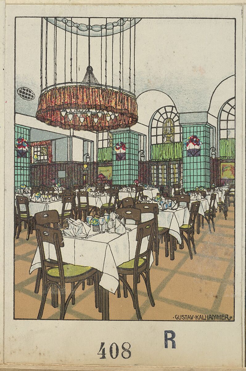 National Railway Station Restaurant, Vienna X, Josef Pohl (Restaurant Staatsbahnhof, Wien X, Josef Pohl), Gustav Kalhammer (Austrian, Vienna 1886–1919/20 (?) Vienna), Color lithograph 