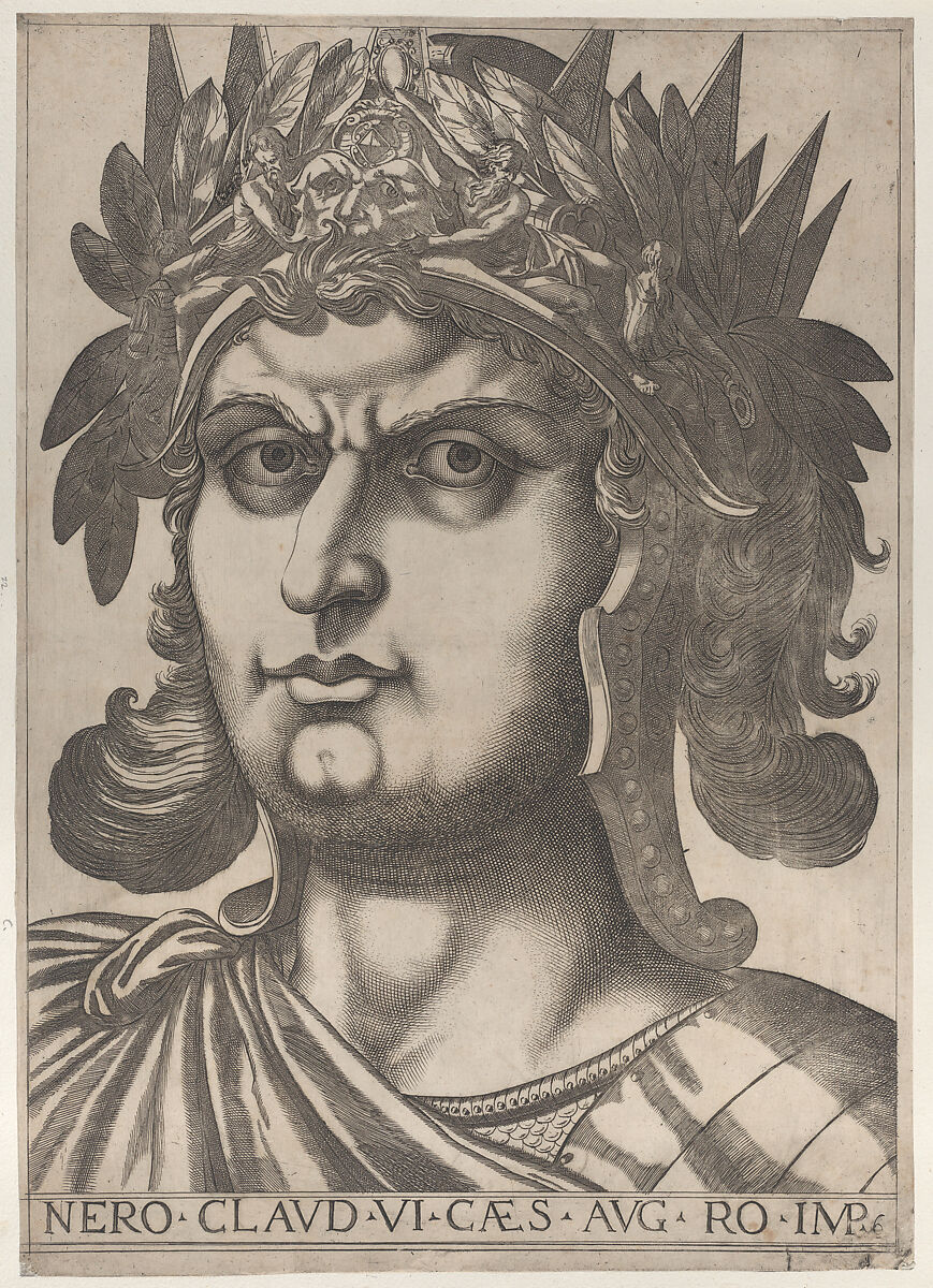 Plate 6: Nero with his head turned slightly to the right, from "The Twelve Caesars", Anonymous, Etching and engraving