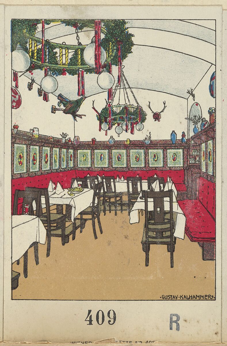 National Railway Station Restaurant, Vienna X, Josef Pohl (Restaurant Staatsbahnhof, Wien X, Josef Pohl), Gustav Kalhammer (Austrian, Vienna 1886–1919/20 (?) Vienna), Color lithograph 