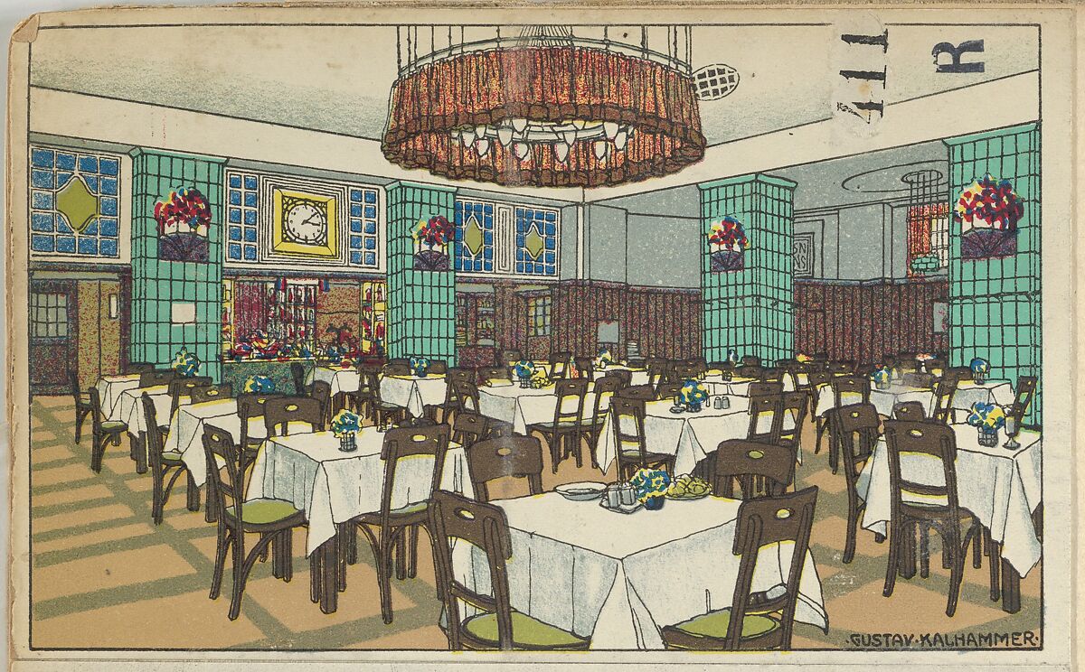 National Railway Station Restaurant, Vienna X, Josef Pohl (Restaurant Staatsbahnhof, Wien X, Josef Pohl), Gustav Kalhammer (Austrian, Vienna 1886–1919/20 (?) Vienna), Lithograph 