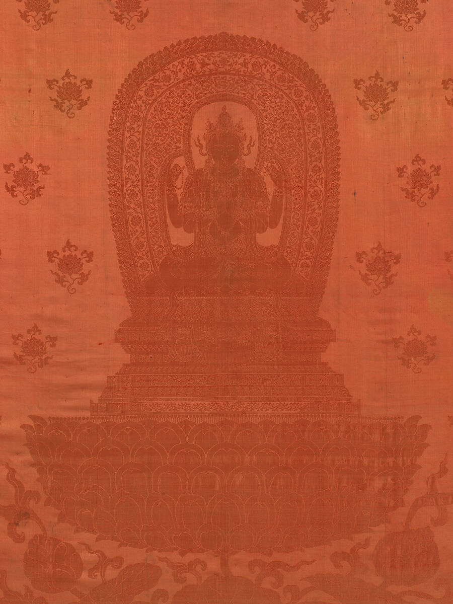 Avalokiteshvara as Shadakshari Lokeshvara, Silk twill damask, China