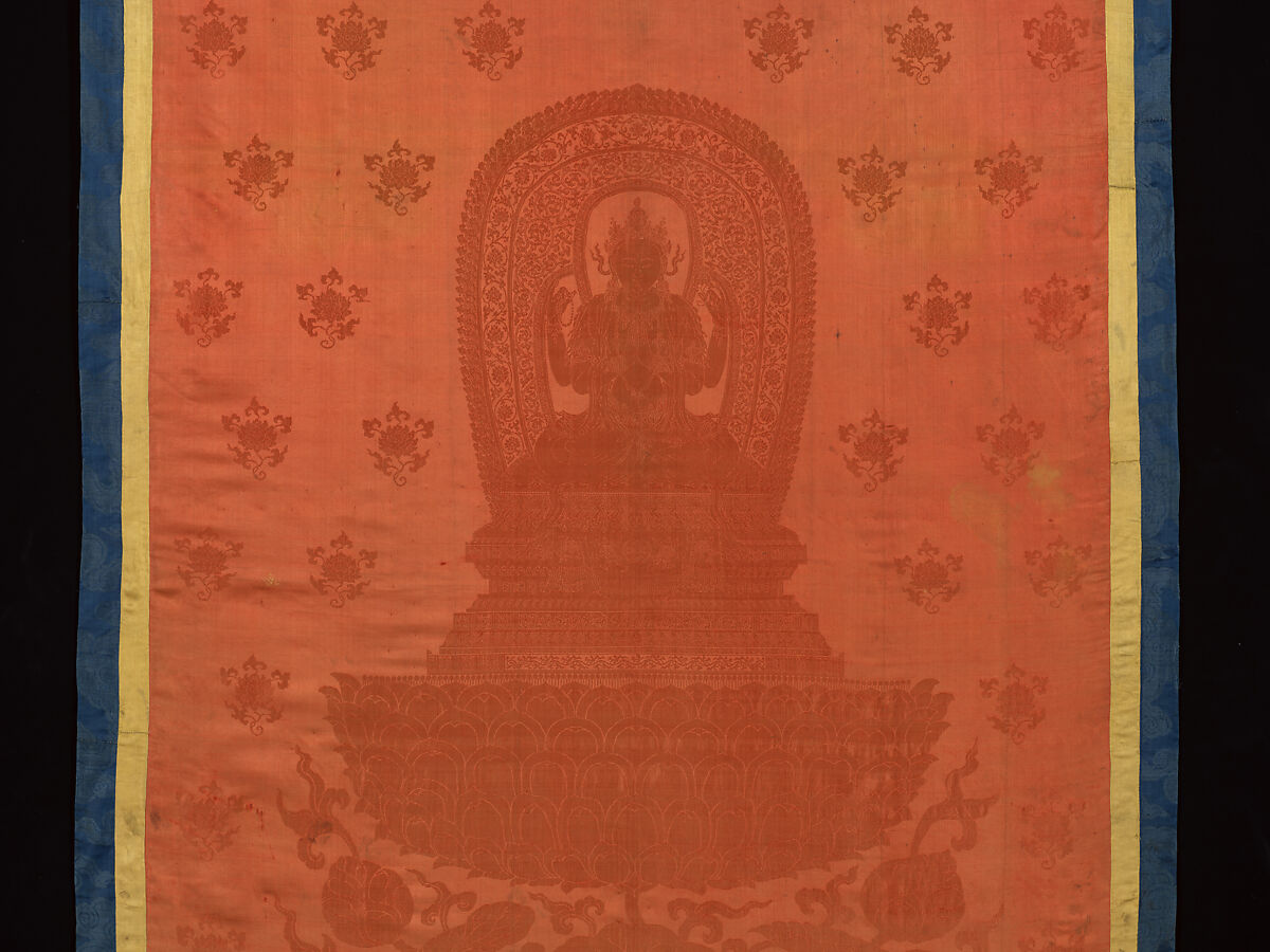 Avalokiteshvara as Shadakshari Lokeshvara, Silk twill damask, China