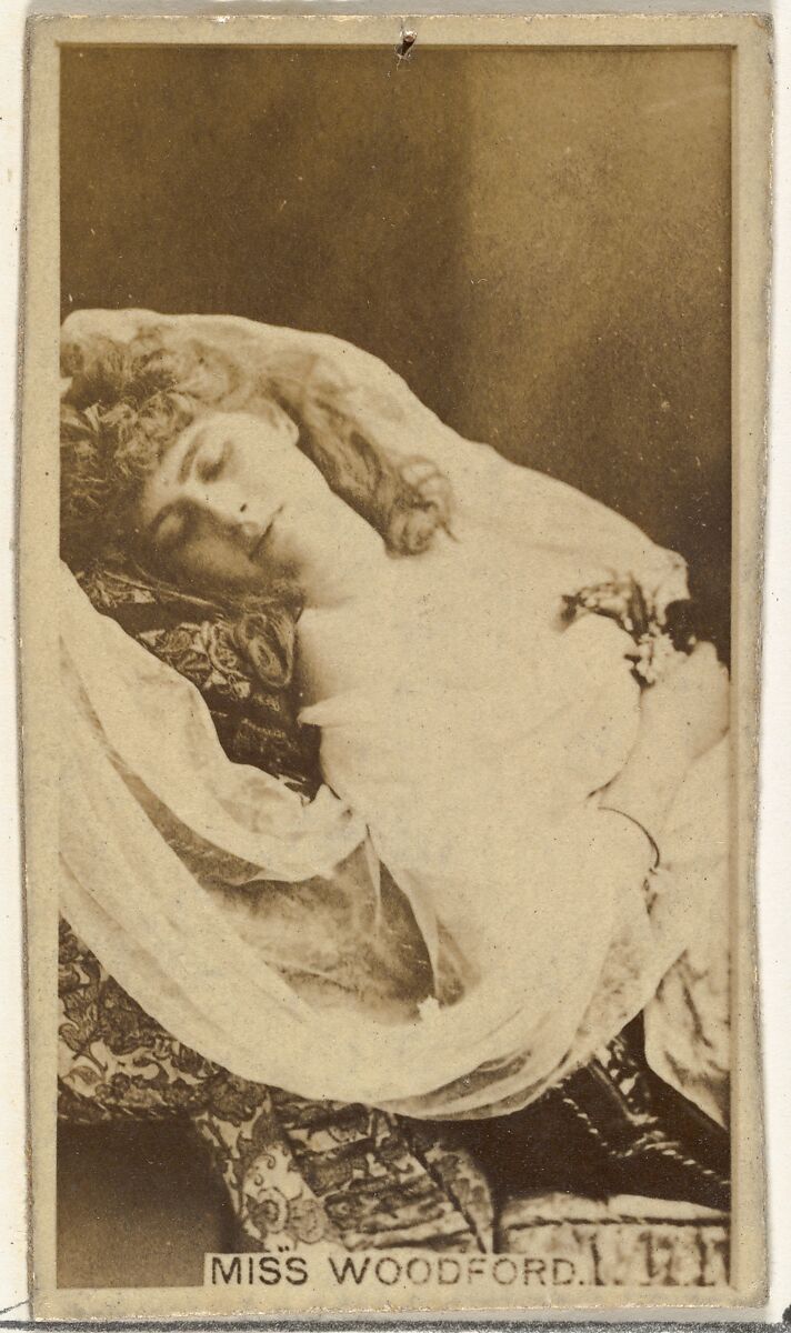Miss Woodford, from the Actors and Actresses series (N145-8) issued by Duke Sons & Co. to promote Duke Cigarettes, Issued by W. Duke, Sons &amp; Co. (New York and Durham, N.C.), Albumen photograph 