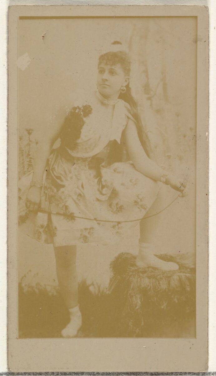 [Actress posing with foot on stool], from the Actors and Actresses series (N145-8) issued by Duke Sons & Co. to promote Duke Cigarettes, Issued by W. Duke, Sons &amp; Co. (New York and Durham, N.C.), Albumen photograph 