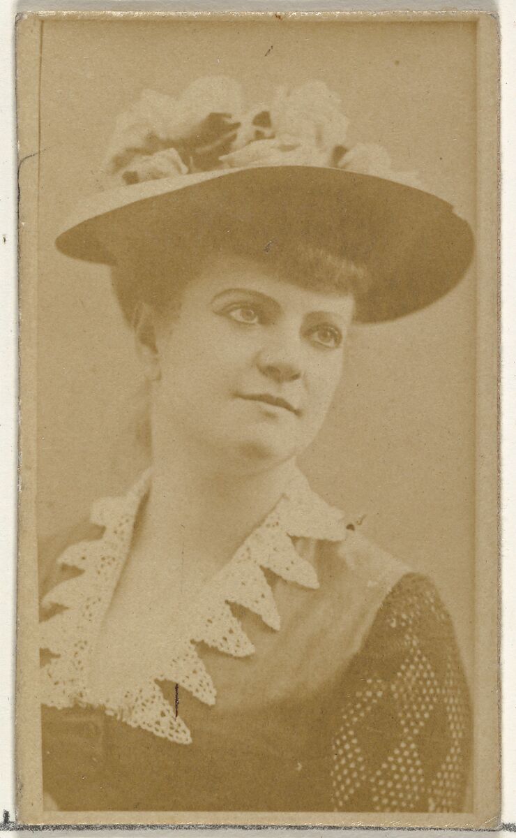 [Actress wearing dress with ornate lace collar], from the Actors and Actresses series (N145-8) issued by Duke Sons & Co. to promote Duke Cigarettes, Issued by W. Duke, Sons &amp; Co. (New York and Durham, N.C.), Albumen photograph 