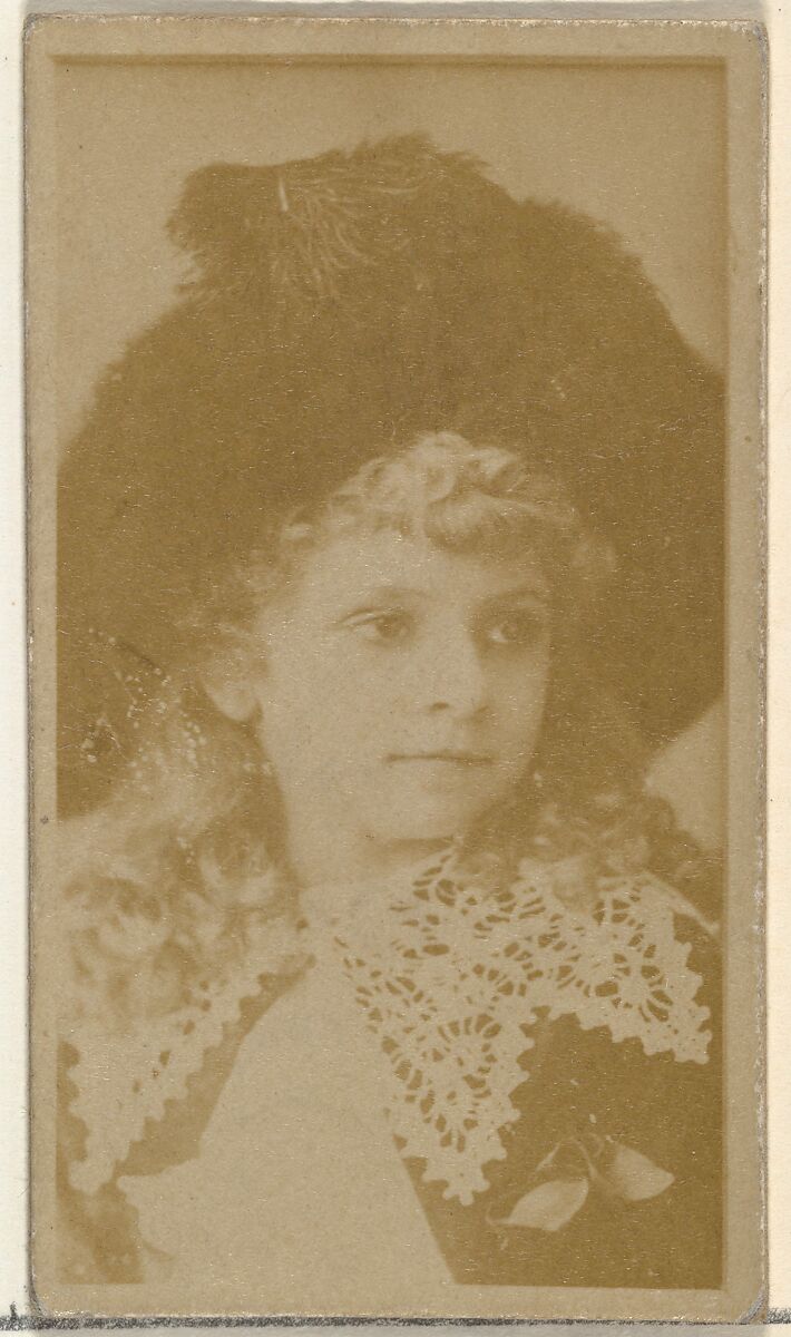[Actress wearing dress with ornate lace collar], from the Actors and Actresses series (N145-8) issued by Duke Sons & Co. to promote Duke Cigarettes, Issued by W. Duke, Sons &amp; Co. (New York and Durham, N.C.), Albumen photograph 