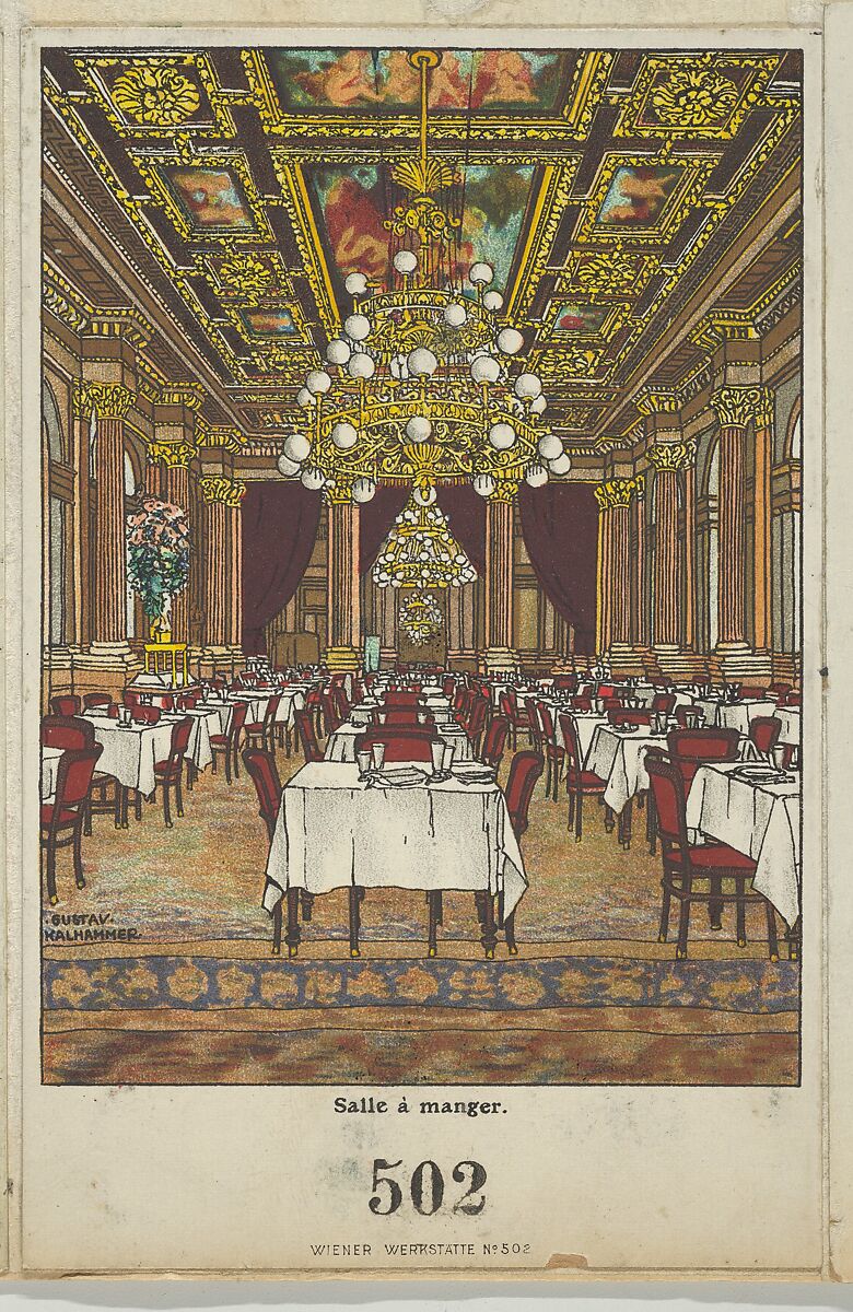 Salle á manger [Dining room], Gustav Kalhammer (Austrian, Vienna 1886–1919/20 (?) Vienna), Color lithograph 