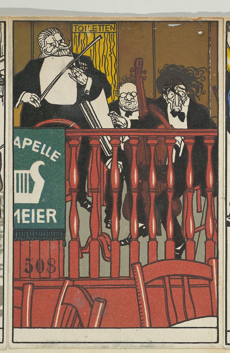 Salon Orchestra Meier, Moriz Jung (Austrian (born Czechoslovakia) Moravia 1885–1915 Manilowa (Carpathians)), Color lithograph 