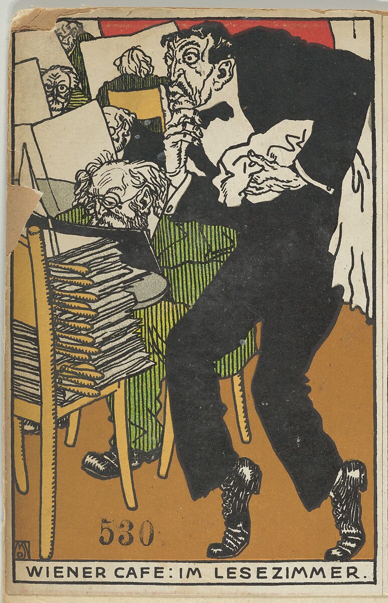 Vienesse CafÃ©: In the Reading Room (Wiener CafÃ©: Im Lesezimmer), Moriz Jung (Austrian (born Czechoslovakia) Moravia 1885â€“1915 Manilowa (Carpathians)), Color lithograph