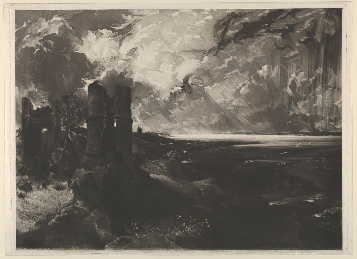 Hadleigh Castle: Large Plate, David Lucas (British, Geddington Chase, Northamptonshire 1802–1881 London), Mezzotint; trial proof 