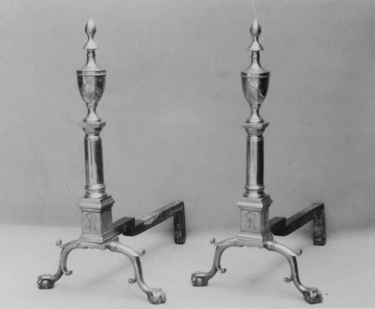 Andiron, Brass, iron, American 