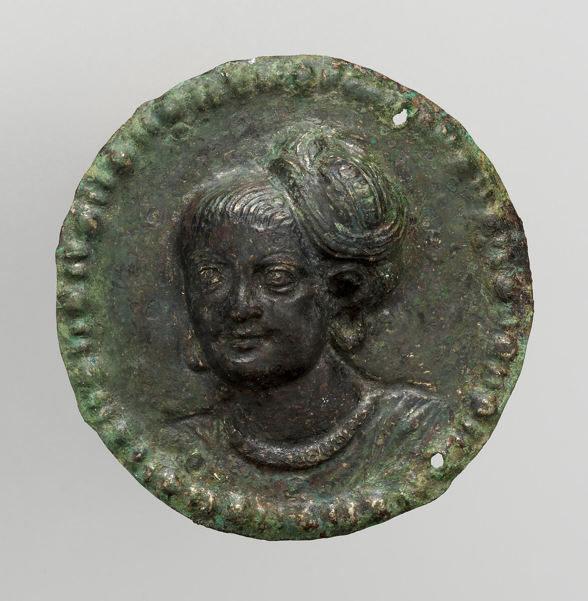 One of a pair of medallions with portrait busts, Copper-nickel alloy, India, probably Maharashtra 