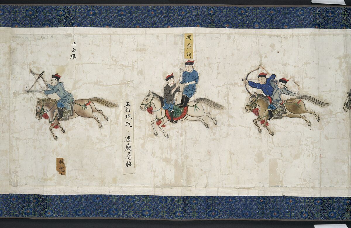 Horsemanship Competition for the Shunzhi Emperor, Nardunbu (Manchu, active mid-17th century), Handscroll; ink and color on paper, China