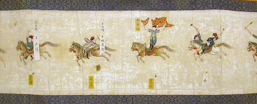 Horsemanship Competition for the Shunzhi Emperor, Nardunbu (Manchu, active mid-17th century), Handscroll; ink and color on paper, China