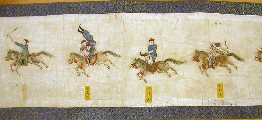 Horsemanship Competition for the Shunzhi Emperor, Nardunbu (Manchu, active mid-17th century), Handscroll; ink and color on paper, China