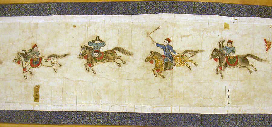 Horsemanship Competition for the Shunzhi Emperor, Nardunbu (Manchu, active mid-17th century), Handscroll; ink and color on paper, China