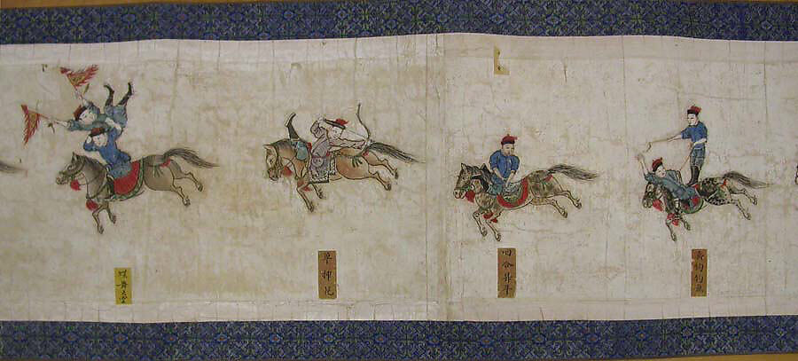 Horsemanship Competition for the Shunzhi Emperor, Nardunbu (Manchu, active mid-17th century), Handscroll; ink and color on paper, China
