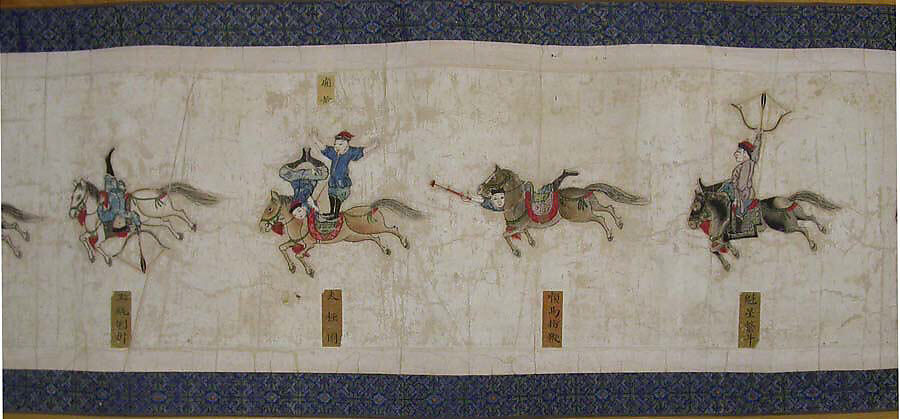 Horsemanship Competition for the Shunzhi Emperor, Nardunbu (Manchu, active mid-17th century), Handscroll; ink and color on paper, China