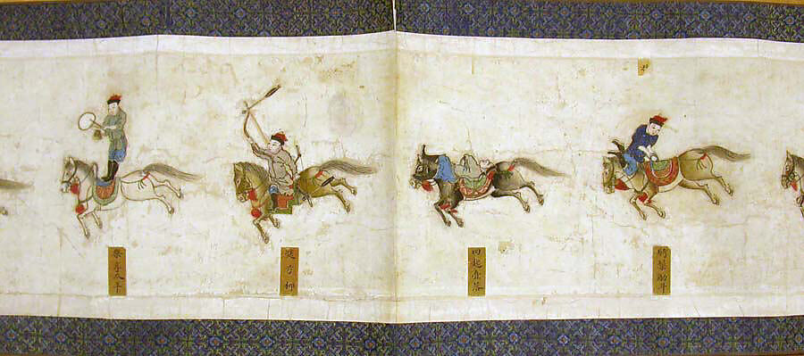 Horsemanship Competition for the Shunzhi Emperor, Nardunbu (Manchu, active mid-17th century), Handscroll; ink and color on paper, China