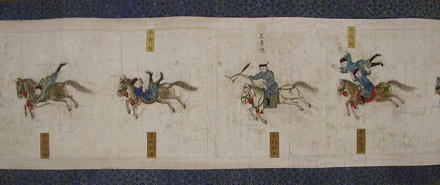 Horsemanship Competition for the Shunzhi Emperor, Nardunbu (Manchu, active mid-17th century), Handscroll; ink and color on paper, China