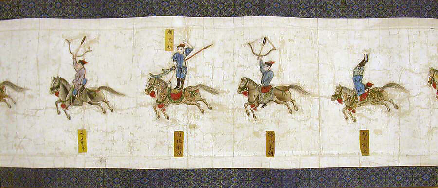 Horsemanship Competition for the Shunzhi Emperor, Nardunbu (Manchu, active mid-17th century), Handscroll; ink and color on paper, China