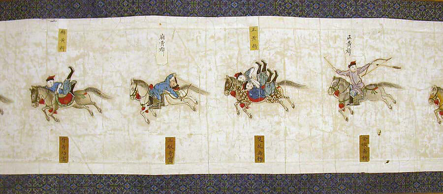 Horsemanship Competition for the Shunzhi Emperor, Nardunbu (Manchu, active mid-17th century), Handscroll; ink and color on paper, China