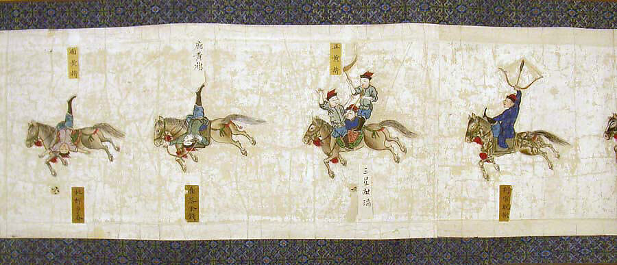 Horsemanship Competition for the Shunzhi Emperor, Nardunbu (Manchu, active mid-17th century), Handscroll; ink and color on paper, China