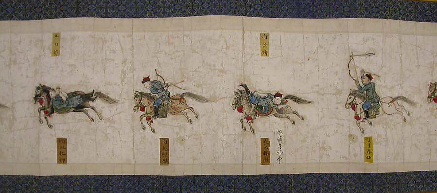 Horsemanship Competition for the Shunzhi Emperor, Nardunbu (Manchu, active mid-17th century), Handscroll; ink and color on paper, China