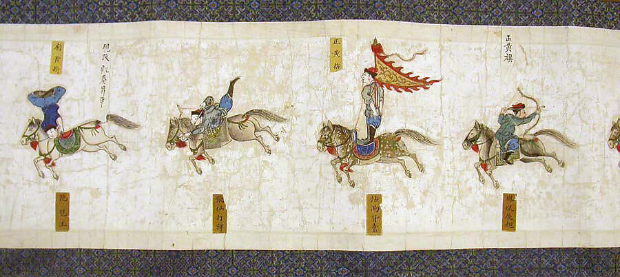 Horsemanship Competition for the Shunzhi Emperor, Nardunbu (Manchu, active mid-17th century), Handscroll; ink and color on paper, China