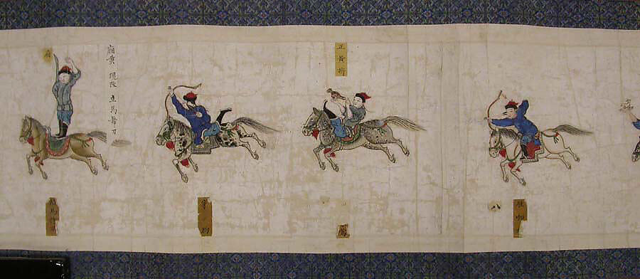 Horsemanship Competition for the Shunzhi Emperor, Nardunbu (Manchu, active mid-17th century), Handscroll; ink and color on paper, China