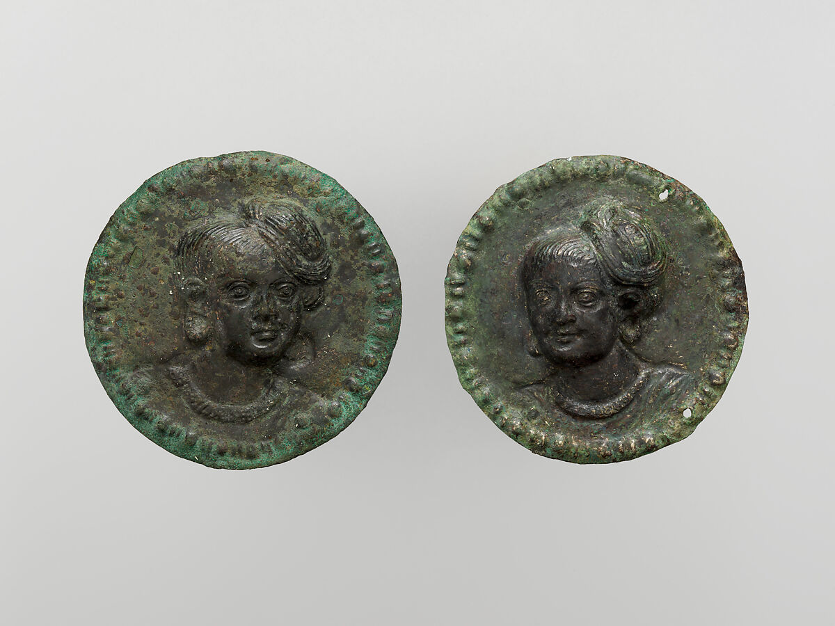 One of a pair of medallions with portrait busts, Copper-nickel alloy, India, probably Maharashtra