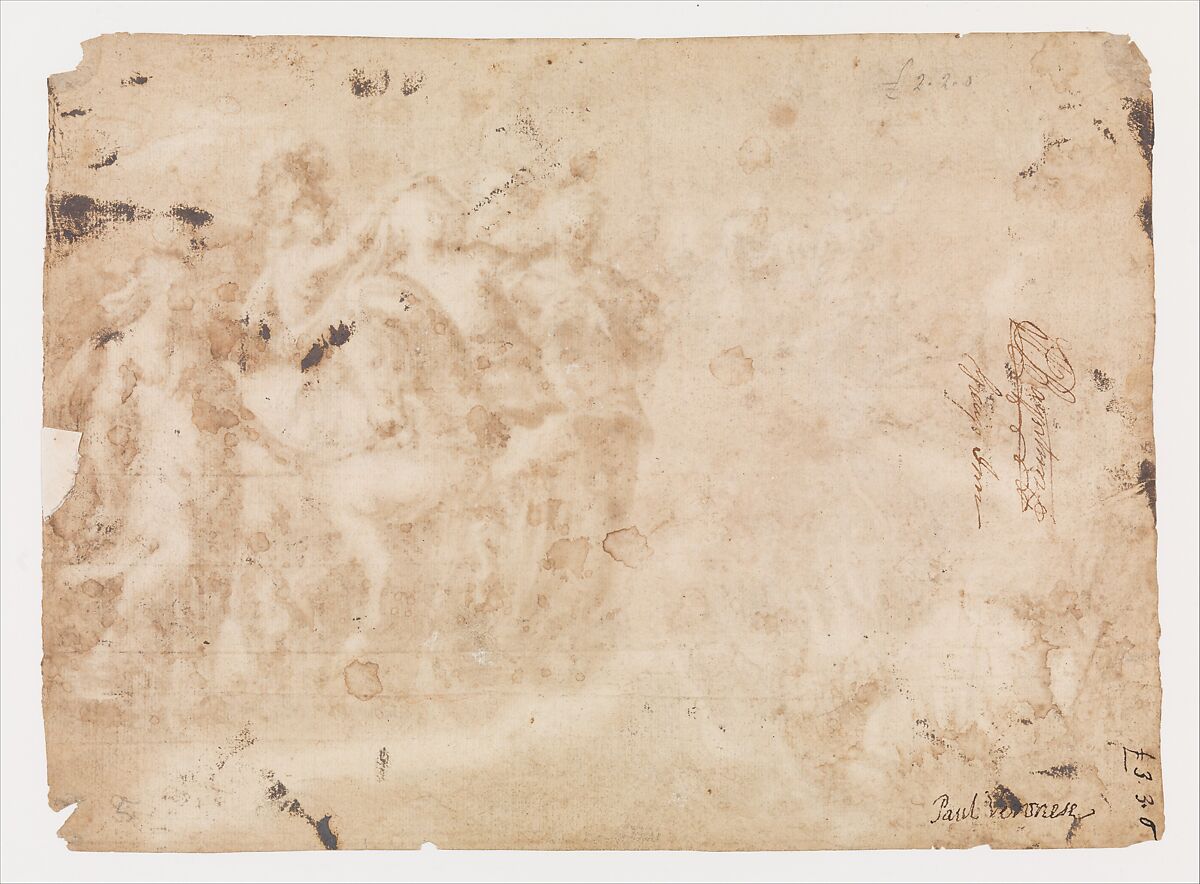 Allegory of the Course of Human Life (Choosing Virtue), Jan van der Straet, called Stradanus (Netherlandish, Bruges 1523–1605 Florence), Pen and brown ink, brush and brown wash, with heightening in opaque white; framing lines in pen and brown ink, by the artist