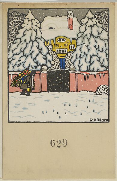 Christmas Card, Carl Krenek (Austrian, 1880–1948), Color lithograph 