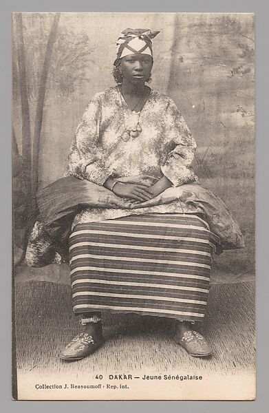 Dakar—Young Senegalese [Dakar—Jeune Sénégalaise], Jean Benyoumoff (Senegalese, active ca. 1907–20), Postcard format photomechanical reproduction 