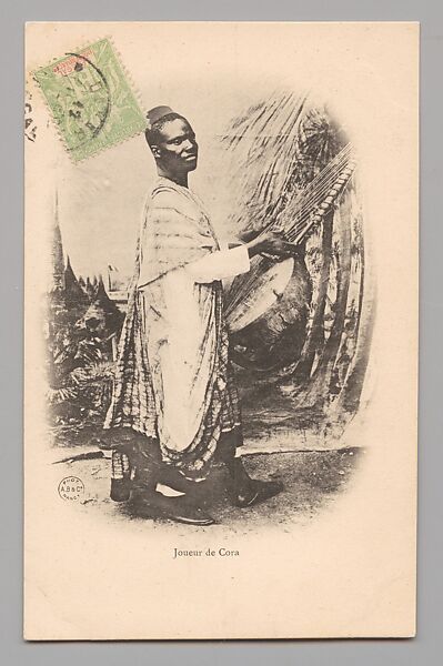 Kora Player [Joueur de Cora], Louis Hostalier (Senegal) (French, active ca. 1890–1912), Postcard format photomechanical reproduction 