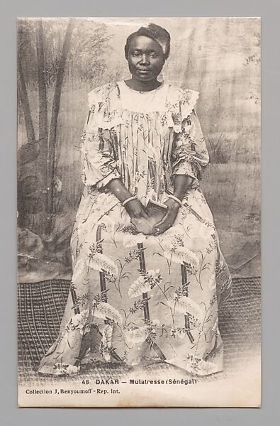 Dakar—Mulatto (Senegal) [Dakar—Mulâtresse (Sénégal)], Possibly Jean Benyoumoff (Senegalese, active ca. 1907–20), Postcard format photomechanical reproduction 